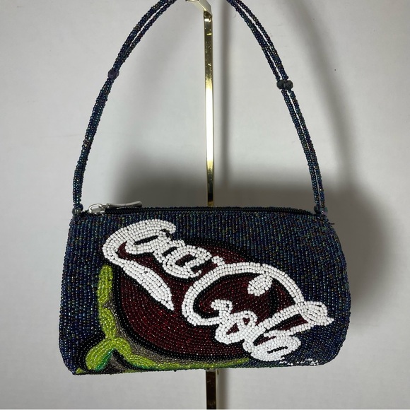 Vintage 90’s Coca Cola Beaded Handbag Purse Shoulder Bag Rare - Picture 1 of 12